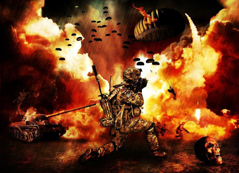 Free Image of Armed Man Stands Before Fire 