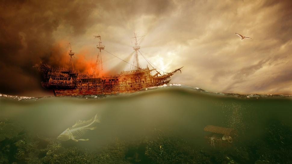Free Image of Ship Sailing in Open Sea 