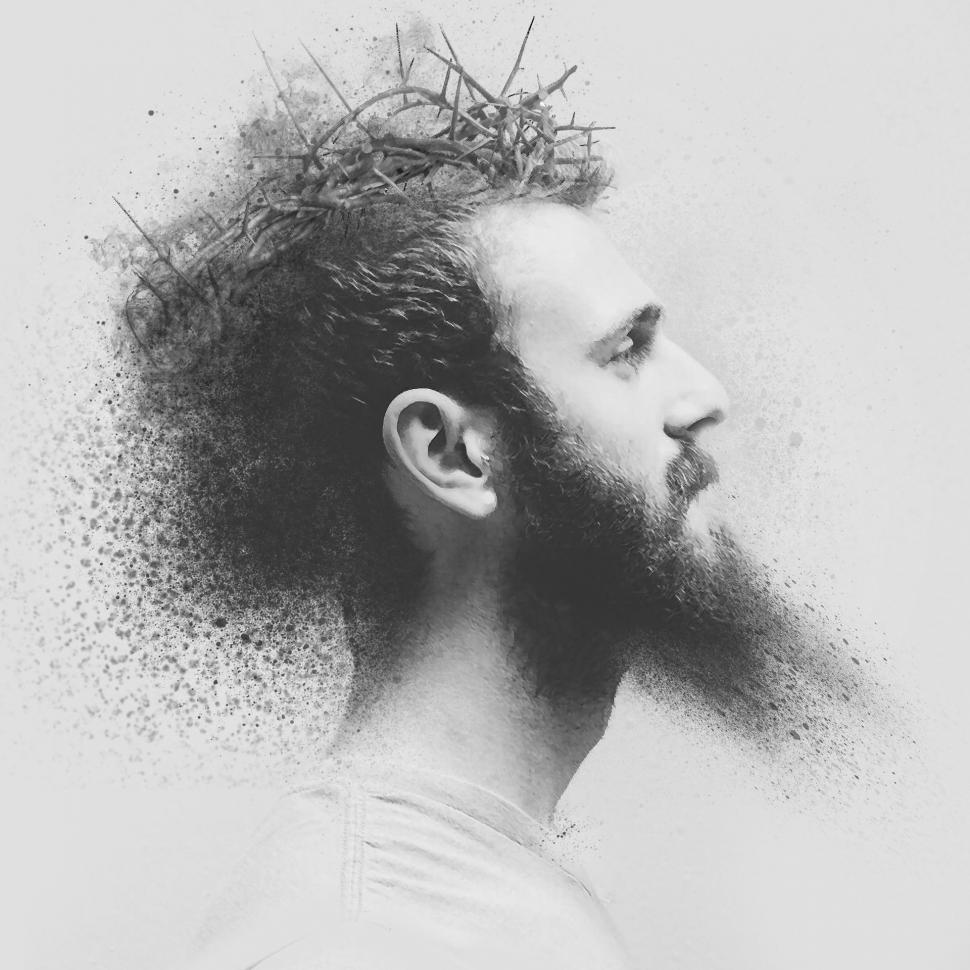 Free Image of Man Wearing Crown in Black and White 