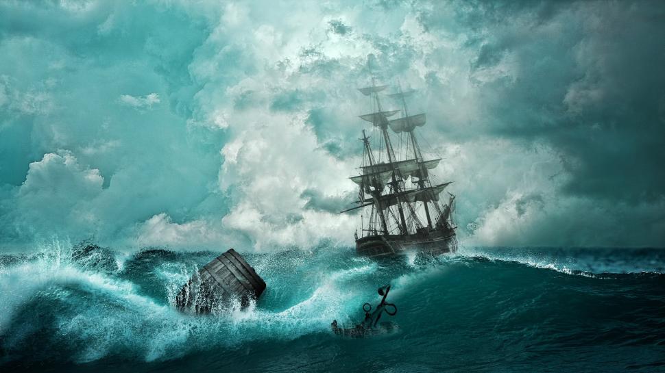 Free Image of Ship Sailing on the Open Sea 
