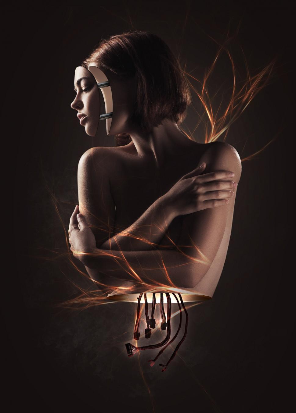 Free Image of Woman Crossing Arms in Front of Face 