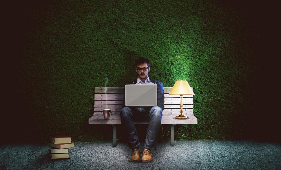 Free Image of Man on a bench 