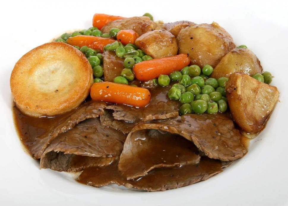 Free Image of White Plate With Meat and Vegetables 