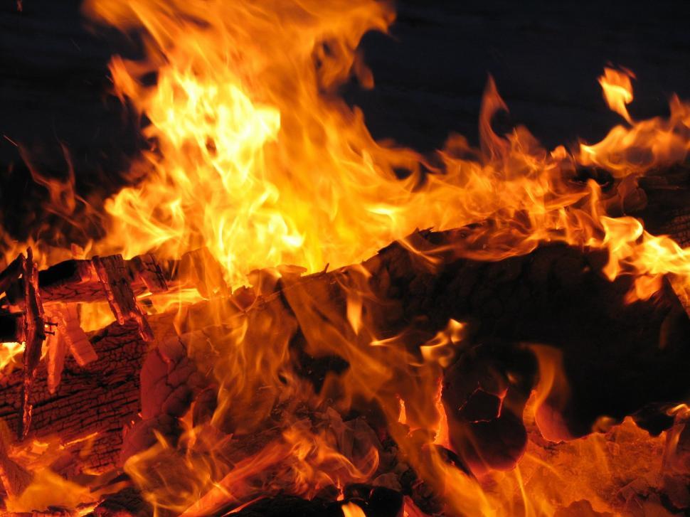 Free Image of Large Fire Burning in Field at Night 