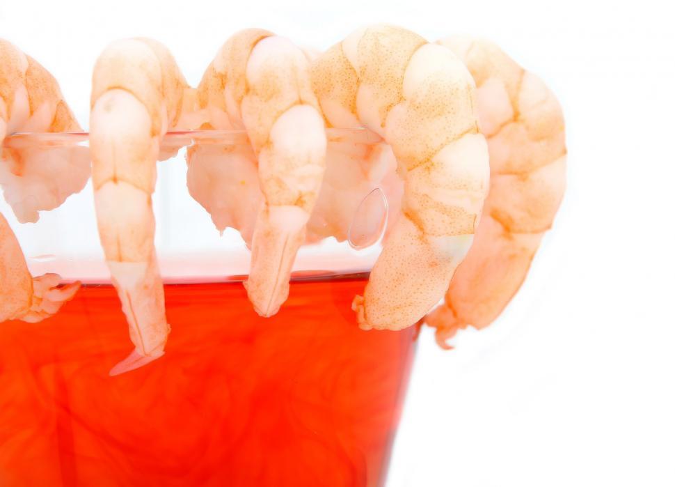 Free Image of Glass of Red Liquid With Shrimp 