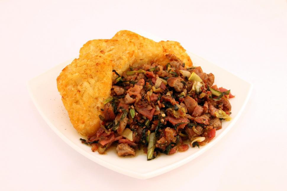 Free Image of White Plate With Meat and Vegetables 