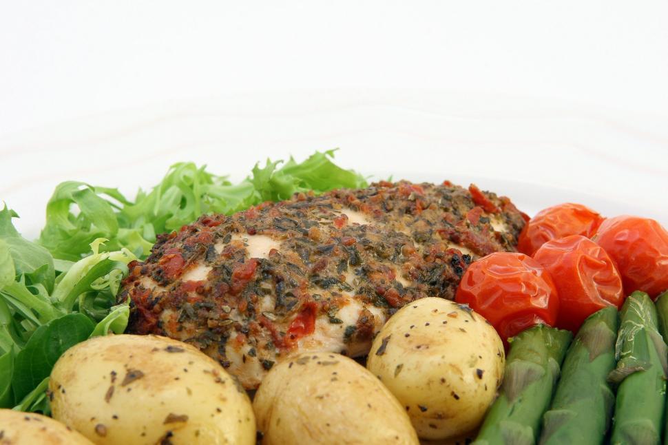 Free Image of White Plate With Potatoes and Asparagus 