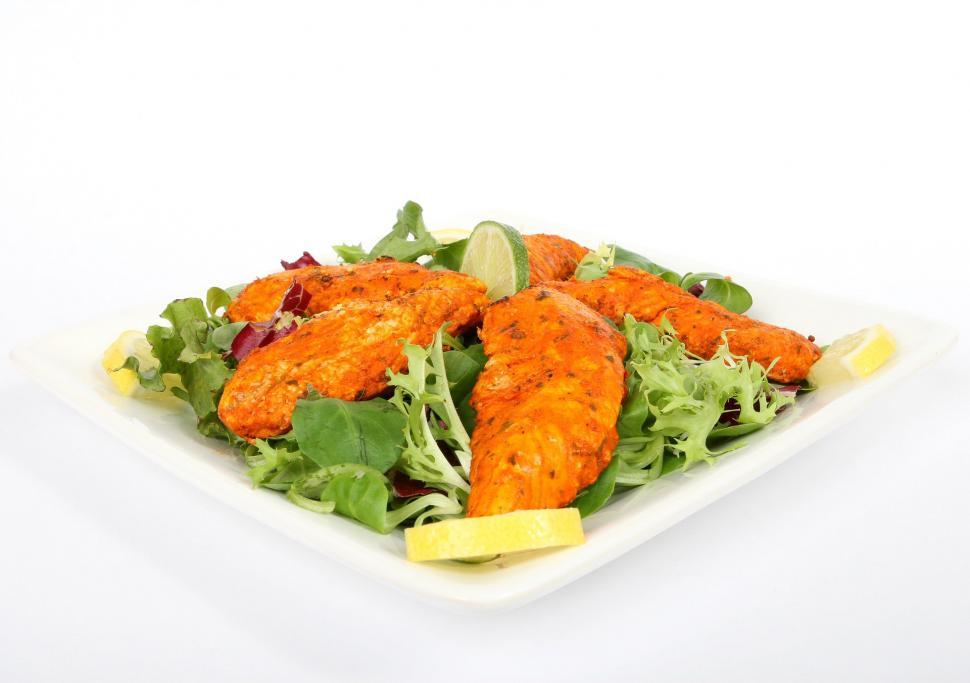 Free Image of White Plate With Lettuce and Shrimp 