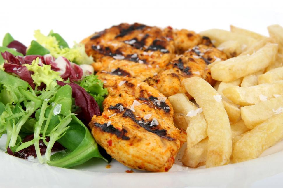 Free Image of White Plate With Chicken and French Fries 