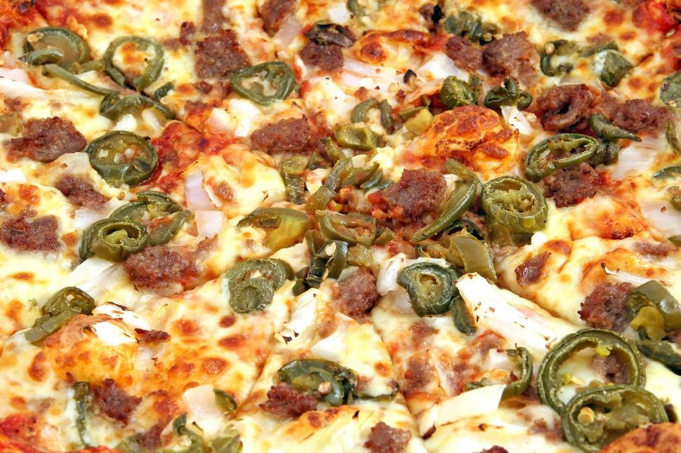 Free Image of Close Up of Pepperoni and Sausage Pizza 