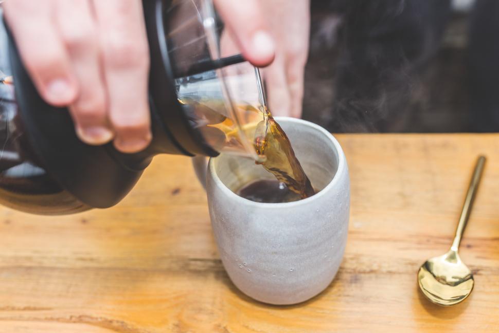 Free Image of Pouring Coffee Closeup 