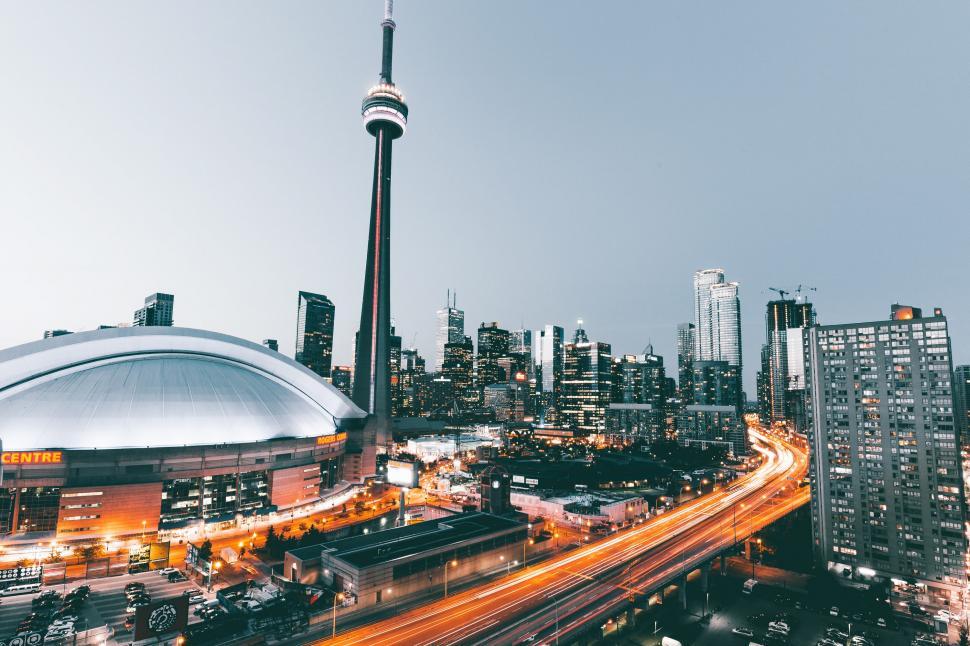 Free Image of Rogers Center Cn Tower Sunset 