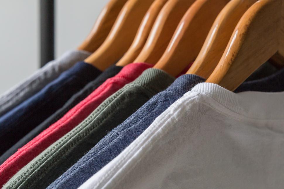 Free Image of Rack Of Blank Tshirts 