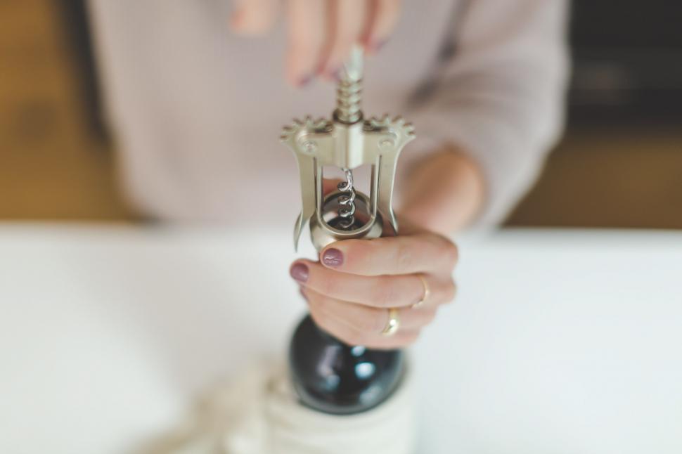 Free Image of Corkscrew Opening Wine 