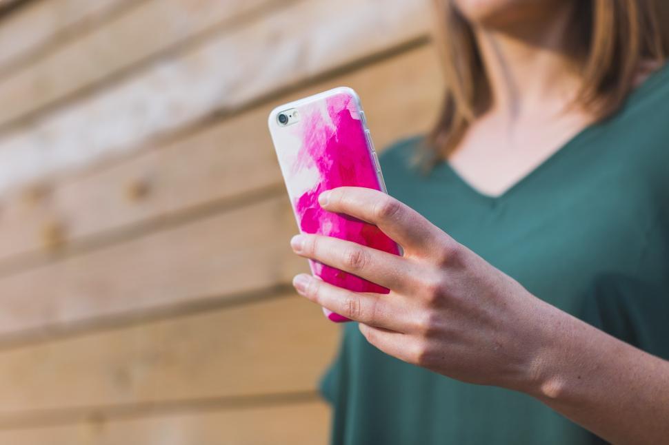Free Image of Woman Texting On Smartphone 