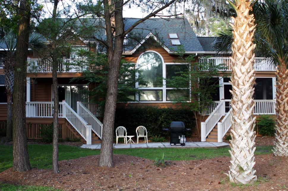 Free Image of Palm Trees in Front of House 