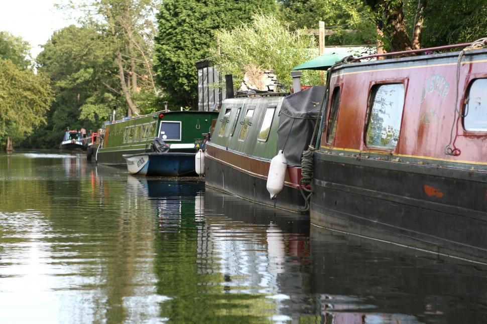 Free Image of Group of Boats Floating on River 