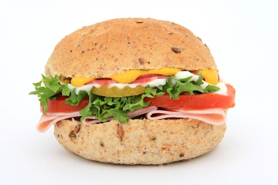 Free Image of Delicious Sandwich With Lettuce, Tomato, and Cheese 