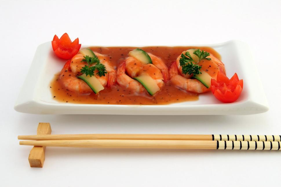 Free Image of Plate of Food With Chopsticks 