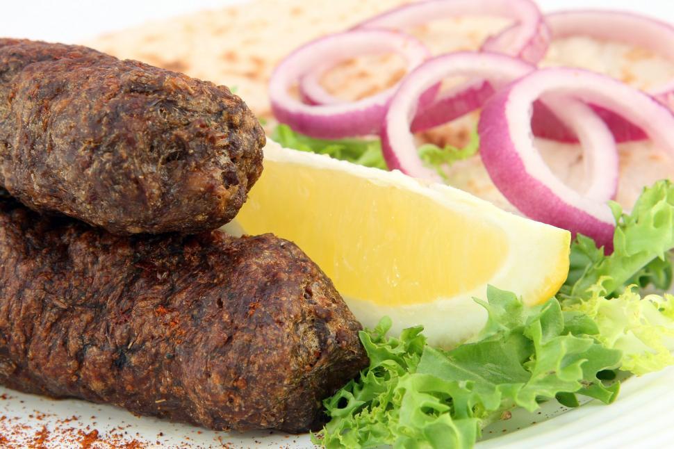 Free Image of White Plate With Meat and Vegetables 