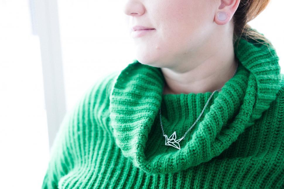 Free Image of Women s Green Turtleneck 