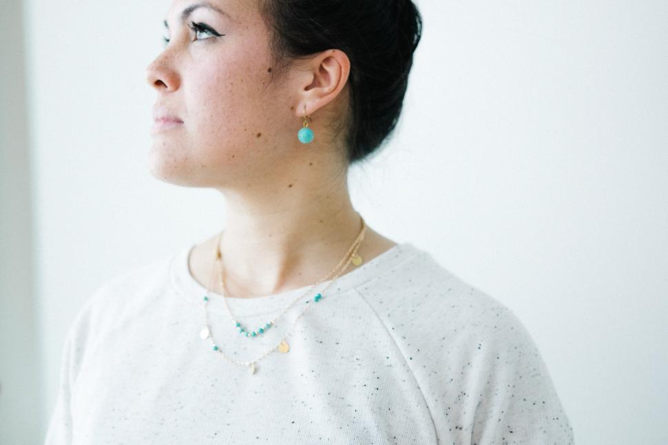 Free Image of Woman Looking Up 