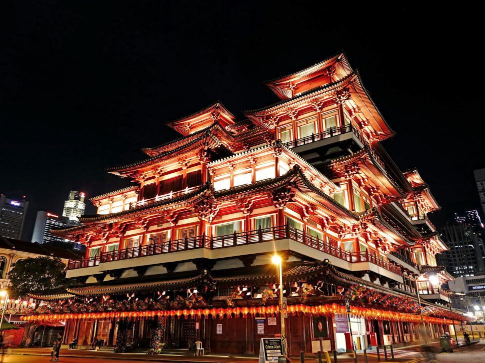 Free Image of Illuminated Tall Building in City Night 