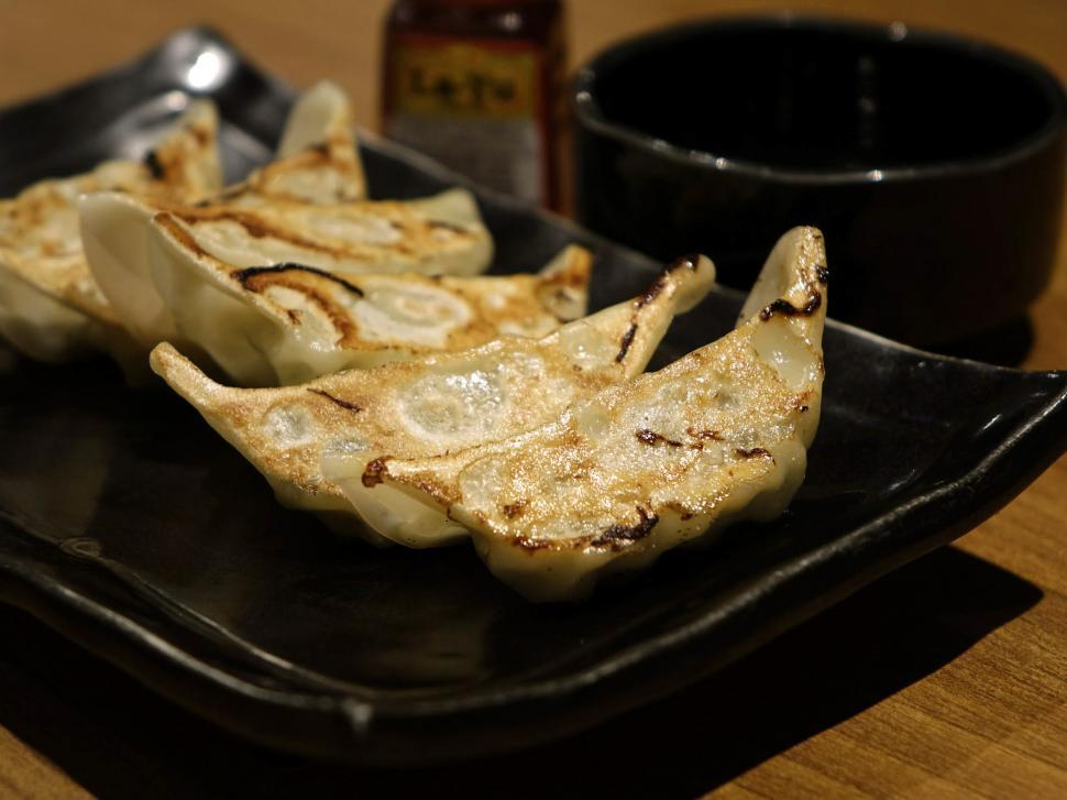 Free Image of Black Plate With Food and Cup 