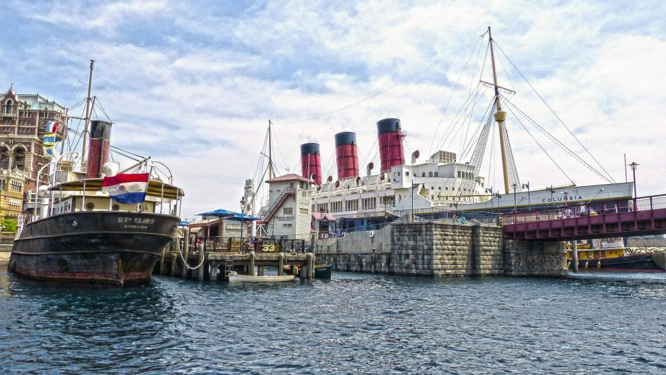 Free Image of Large Boat Floating on Body of Water 