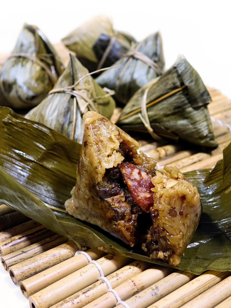 Free Image of Close Up of Food on Bamboo Mat 