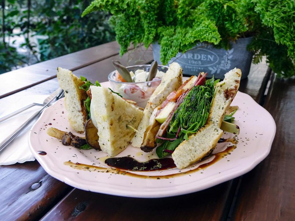 Free Image of Half Sandwich on White Plate 
