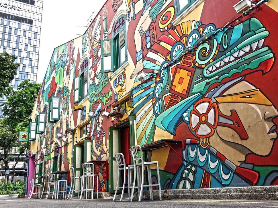 Free Image of Building With Mural on Side 