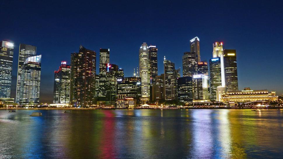 Free Image of City Night View Across the Water 