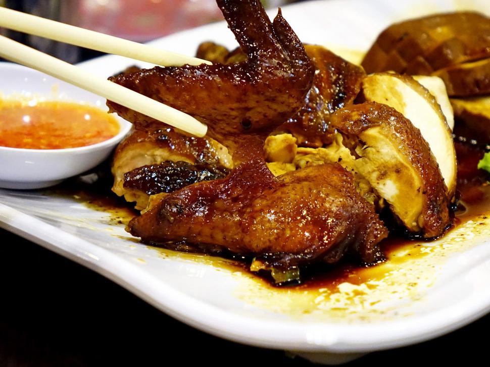 Free Image of Plate of Food With Chopsticks 