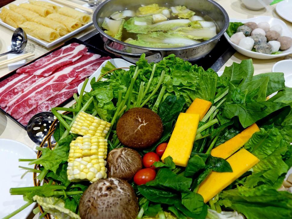 Free Image of Variety of Vegetables and Meats on a Table 
