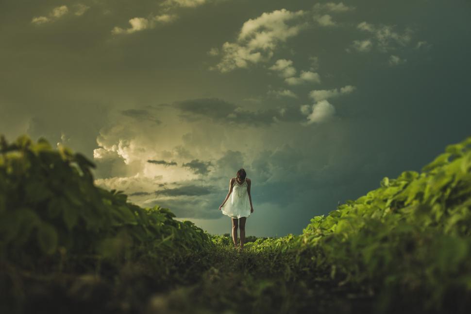 Free Image of Prairie Woman At Sunset 