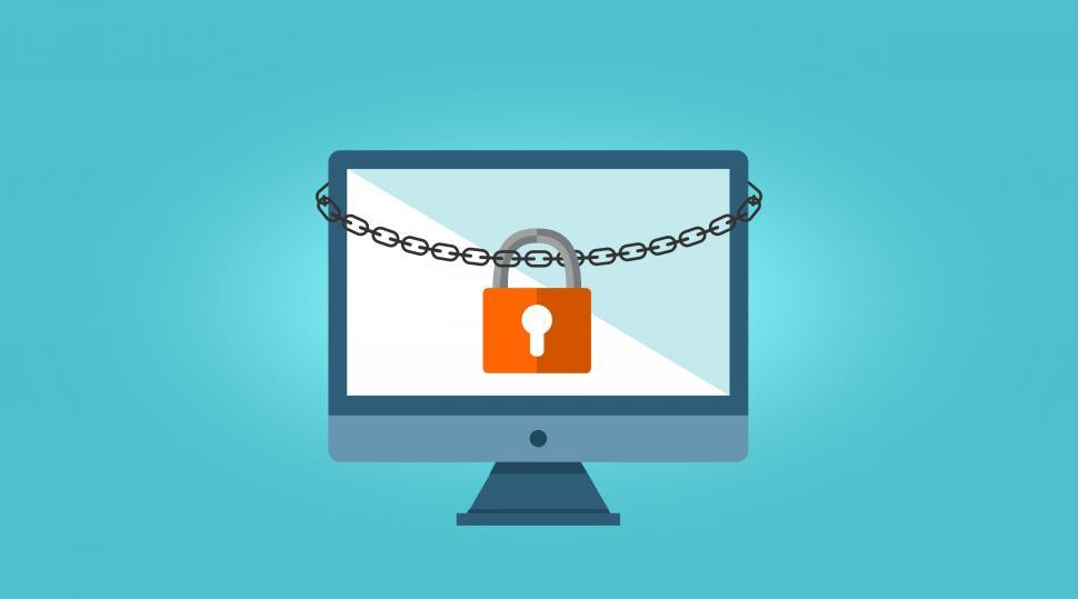 Free Image of Ransomware Concept - Chained Computer - Web Security 
