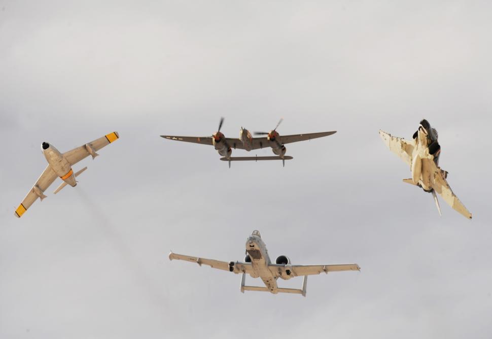 Free Image of Group of Airplanes Flying in the Sky 