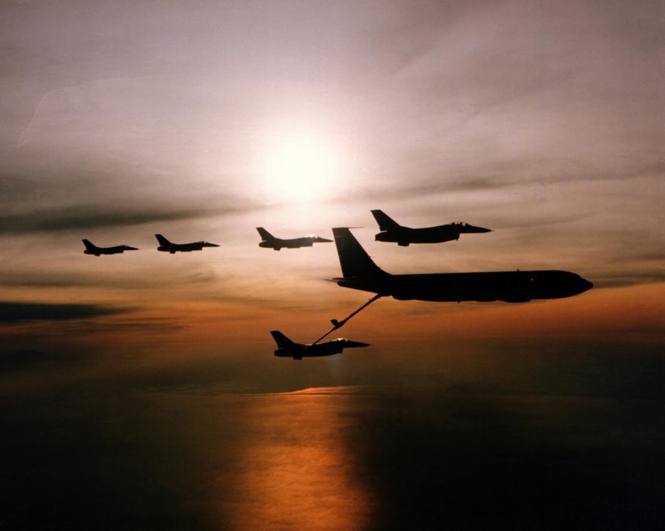 Free Image of Group of Planes Flying in Formation 