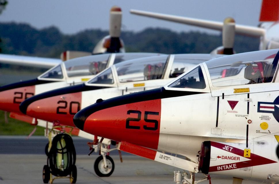 Free Image of Fighter Jets Lined Up on Airport Tarmac 