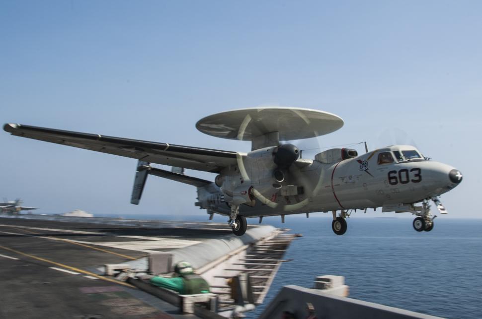Free Image of Plane Flying Low Over Ship 