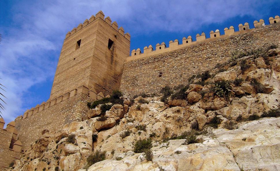 Free Image of Stone Castle With Palm Tree 