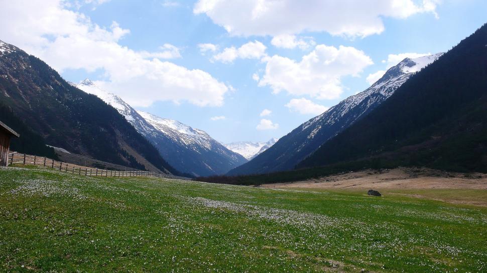 Free Image of Grassy Field With Mountains in Background 