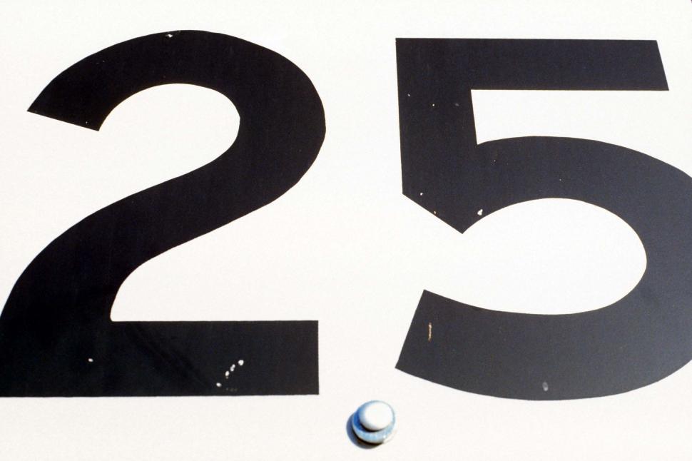Free Image of Close Up of the Number Twenty Five on a Speed Limit Sign 