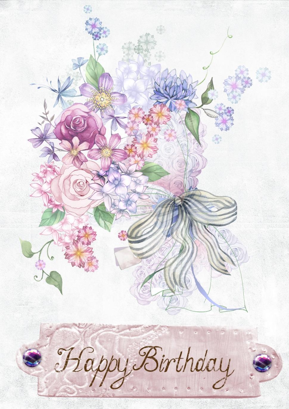 Free Image of Birthday Card With Bouquet of Flowers 