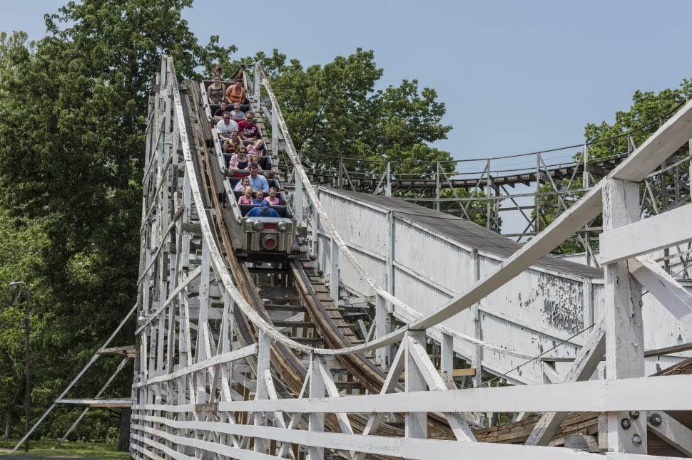 Free Image of Roller Coaster Descending Steep Hill 