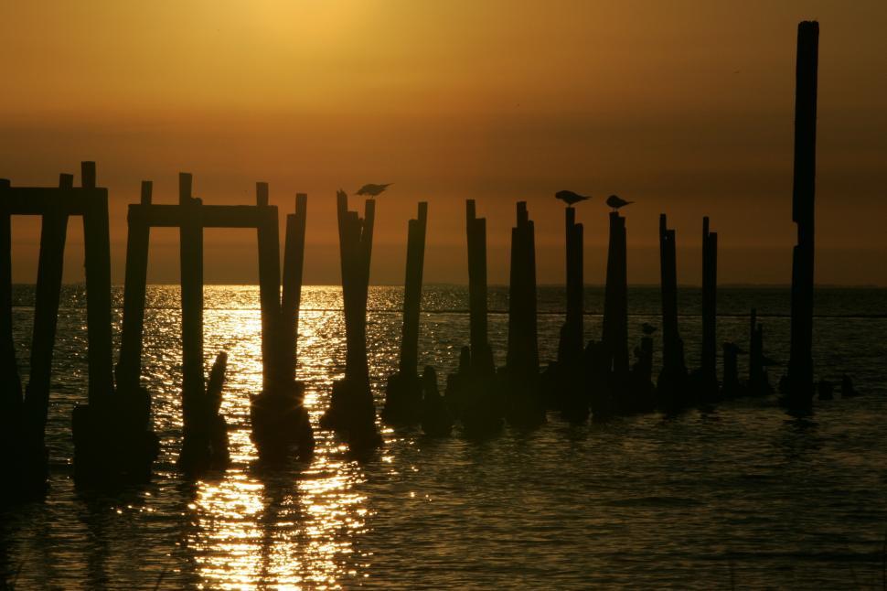 Free Image of Sun Setting Over Body of Water 