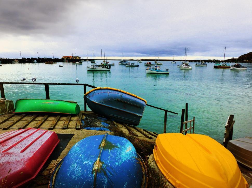 Free Image of Group of Boats Floating in Water 