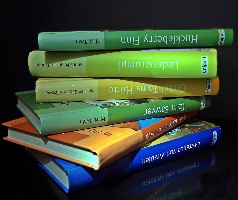 Free Image of Stack of Books on Table 
