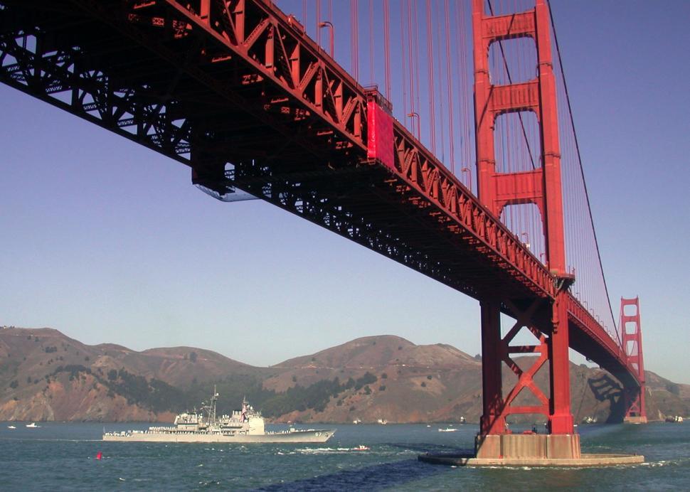 Free Image of Majestic Bridge Over Vast Waterway 